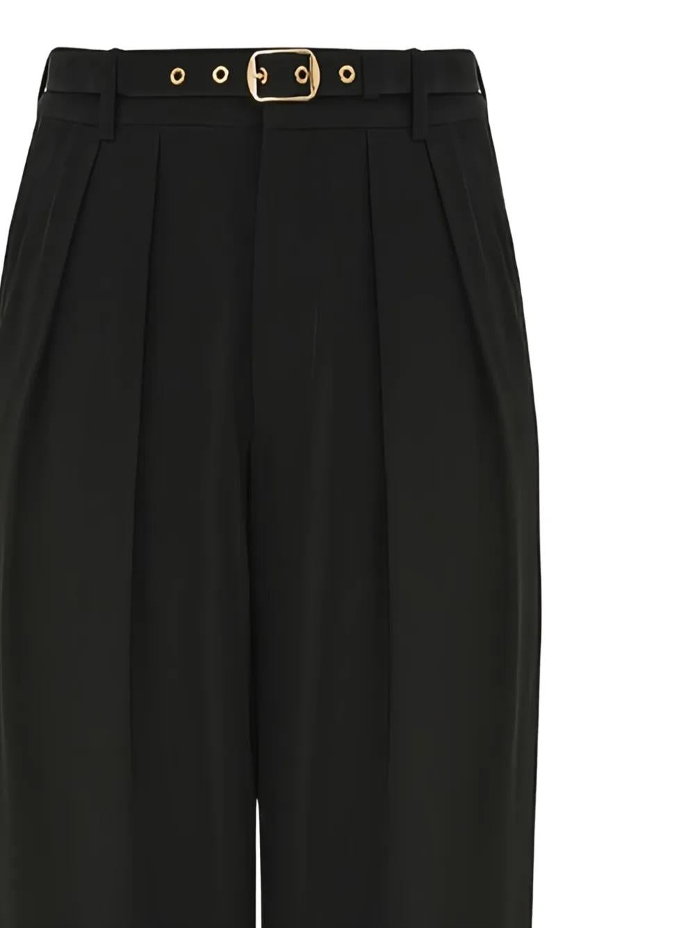ZIMMERMANN Pleated Belted Wide-Leg Trousers