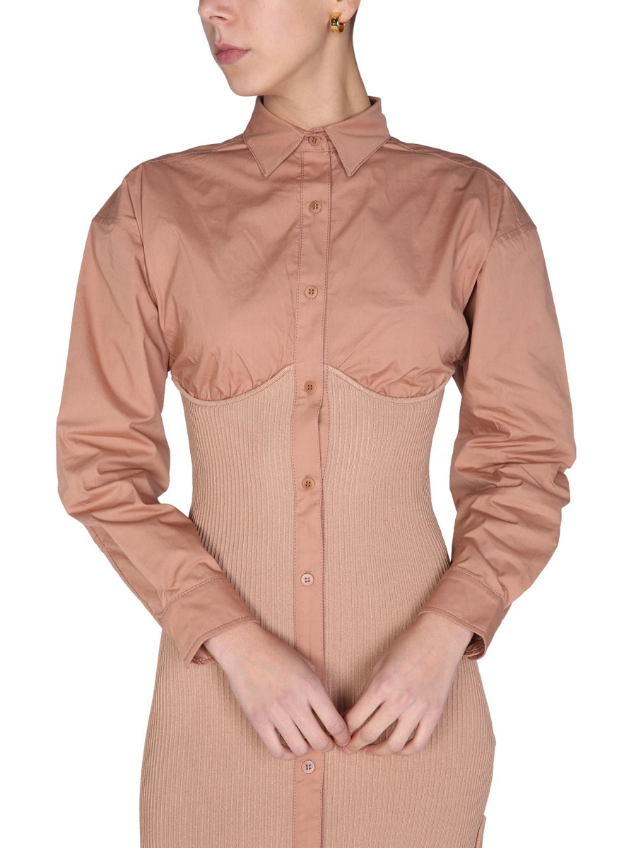 ANDREADAMO Pointed Collar Mini Shirt Dress