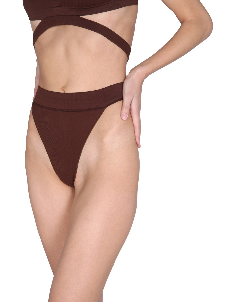 ANDREADAMO High Waist Ribbed Knit Slip-In T-Shirt