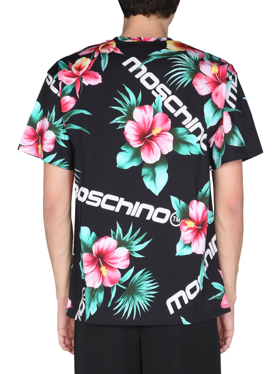 MOSCHINO Floral Print Crew Neck T-Shirt
