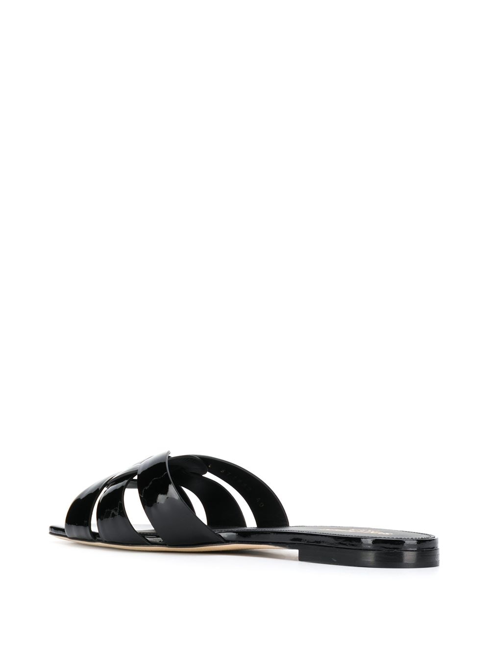 SAINT LAURENT Leather Flat Sandals with Crossover Straps