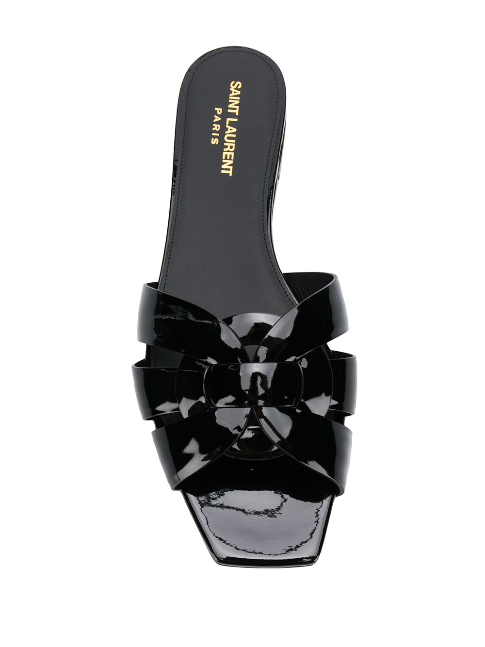 SAINT LAURENT Leather Flat Sandals with Crossover Straps