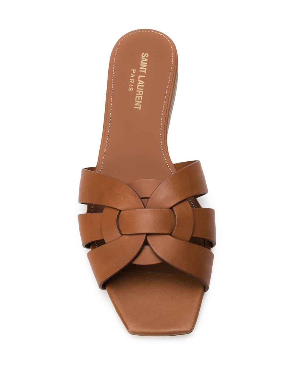 SAINT LAURENT Square Toe Criss-Cross Sandals - Mini Heel