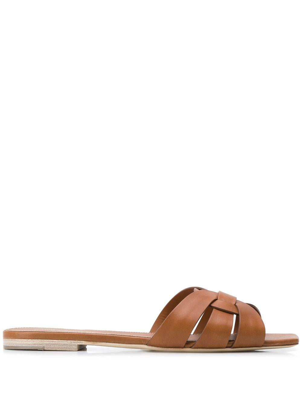 SAINT LAURENT Square Toe Criss-Cross Sandals - Mini Heel