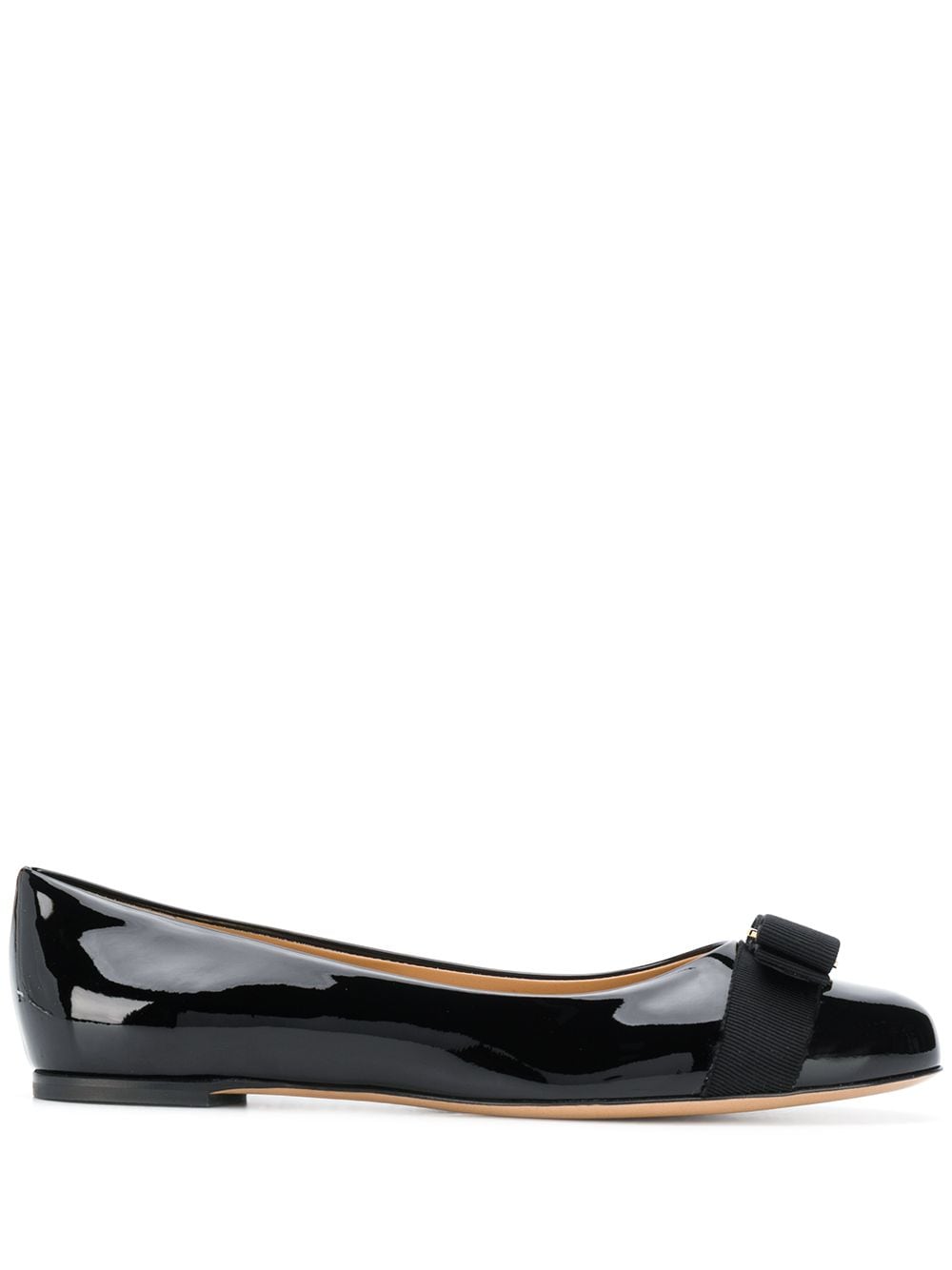 Ferragamo Genuine Leather Flat Shoes with Signature Bow Detail