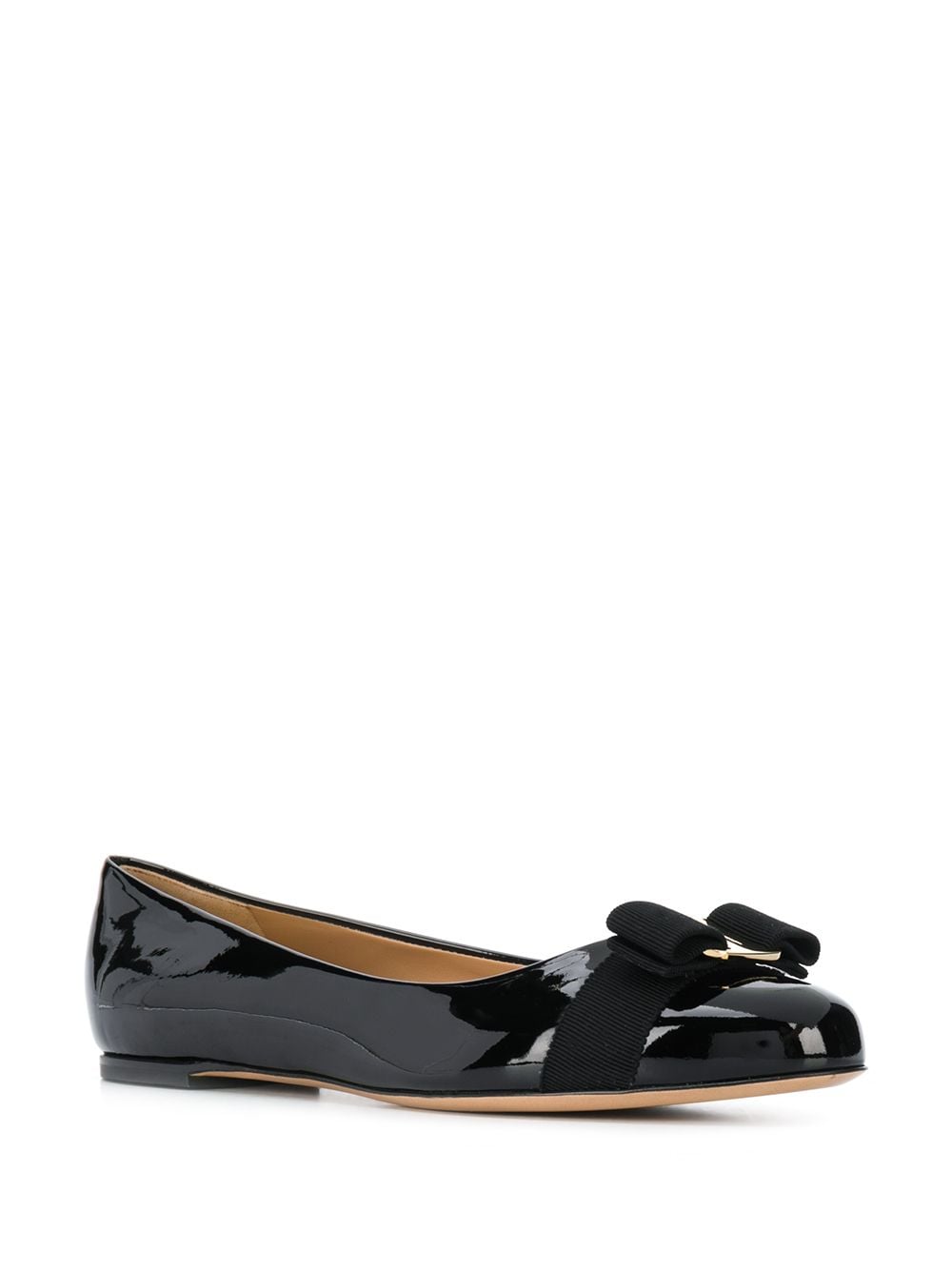 Ferragamo Genuine Leather Flat Shoes with Signature Bow Detail