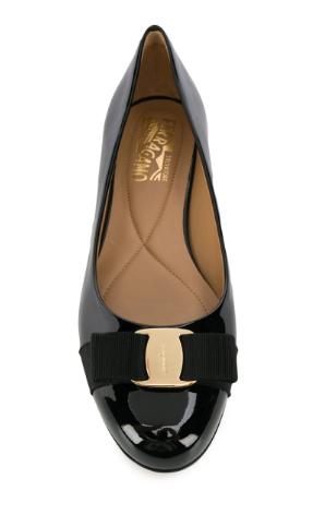 Ferragamo Genuine Leather Flat Shoes with Signature Bow Detail