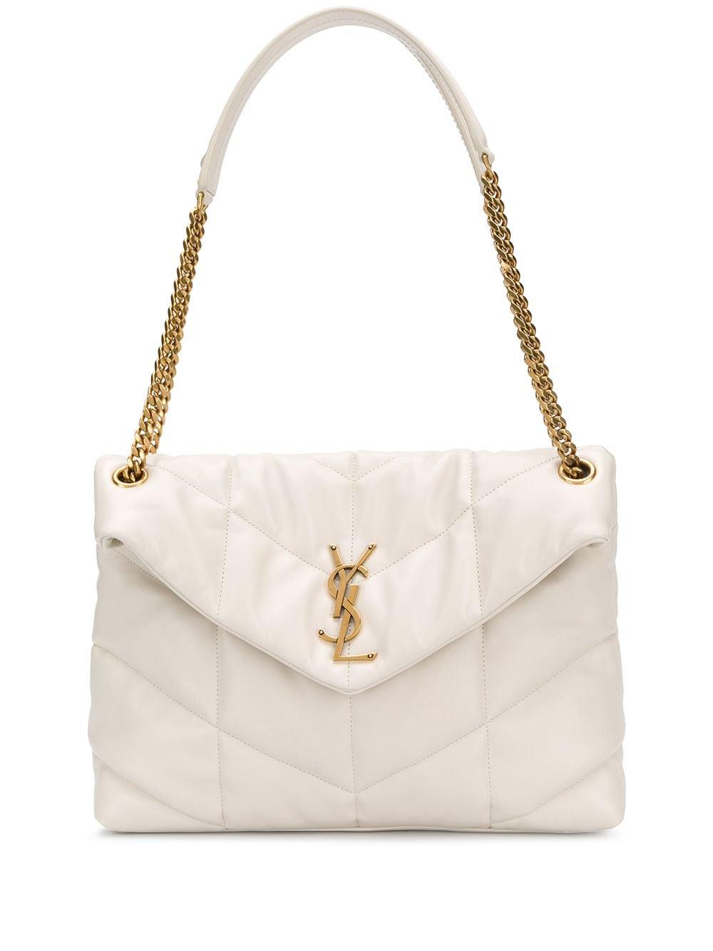 SAINT LAURENT Mini Logo Plaque Puffer Shoulder Handbag