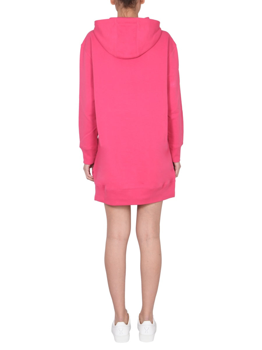 MOSCHINO Statement Mini Dress with Multicolor Flocked Logo