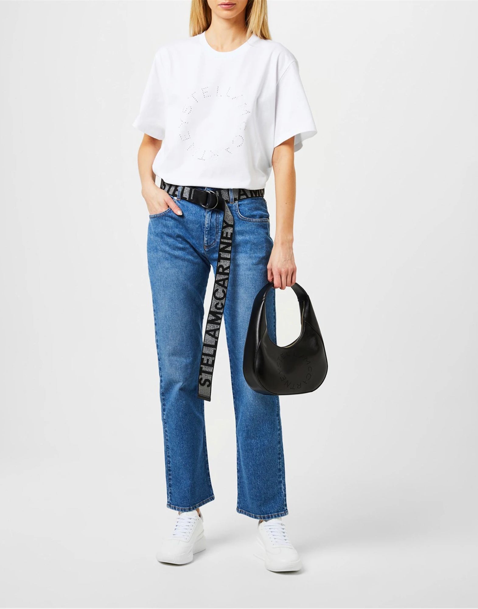 STELLA MCCARTNEY Monogram Logo Lurex Tape Belt - 4 cm Width