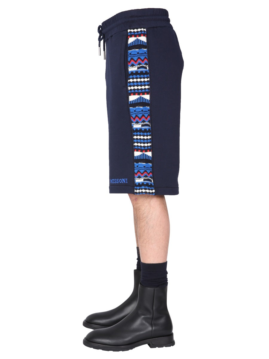 MISSONI Embroidered Logo & Jacquard Insert Bermuda Shorts - Mini Fit
