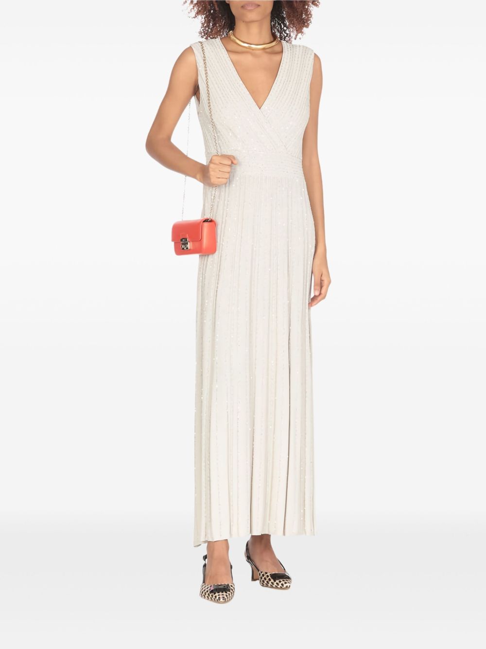 D.EXTERIOR Sleeveless Pleated Maxi Dress for Women