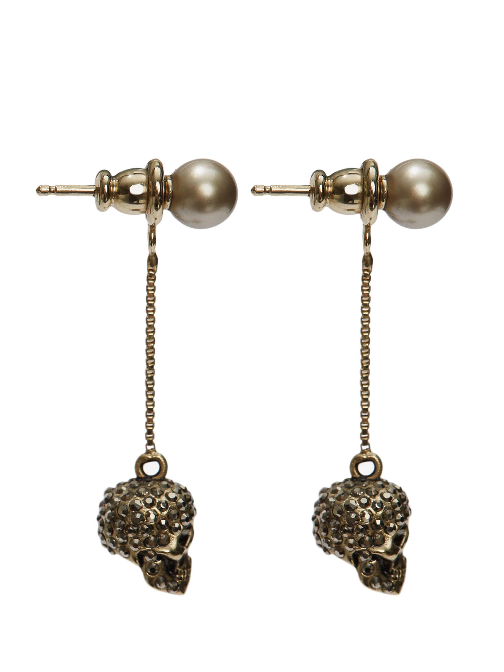 ALEXANDER MCQUEEN Pave Skull Chain Earrings