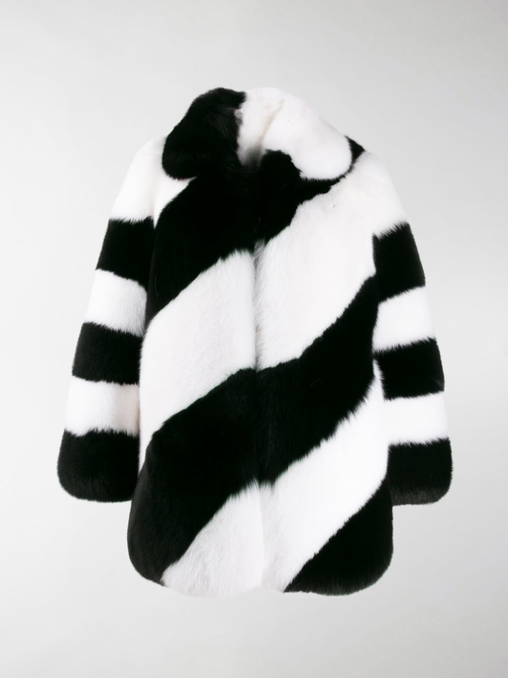 SAINT LAURENT Diagonal Striped Faux Fur Jacket for Women