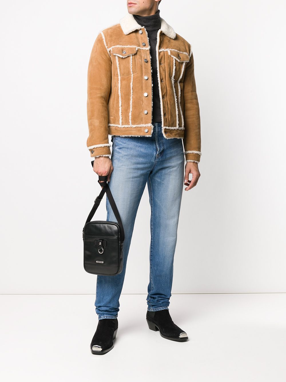 SAINT LAURENT Men's Classic Shearling Denim Jacket