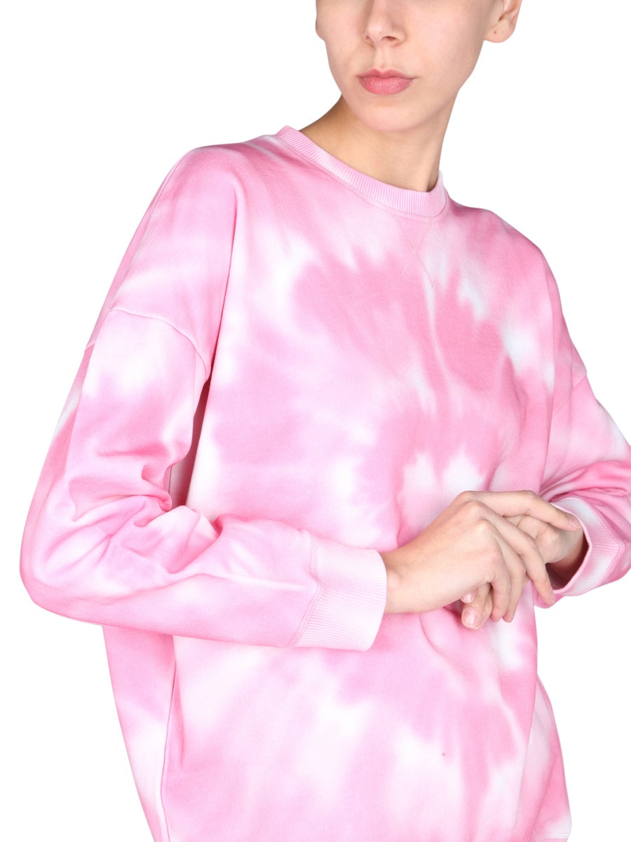 RED VALENTINO Tie-Dye Pattern Sweatshirt with Slide Shoulders