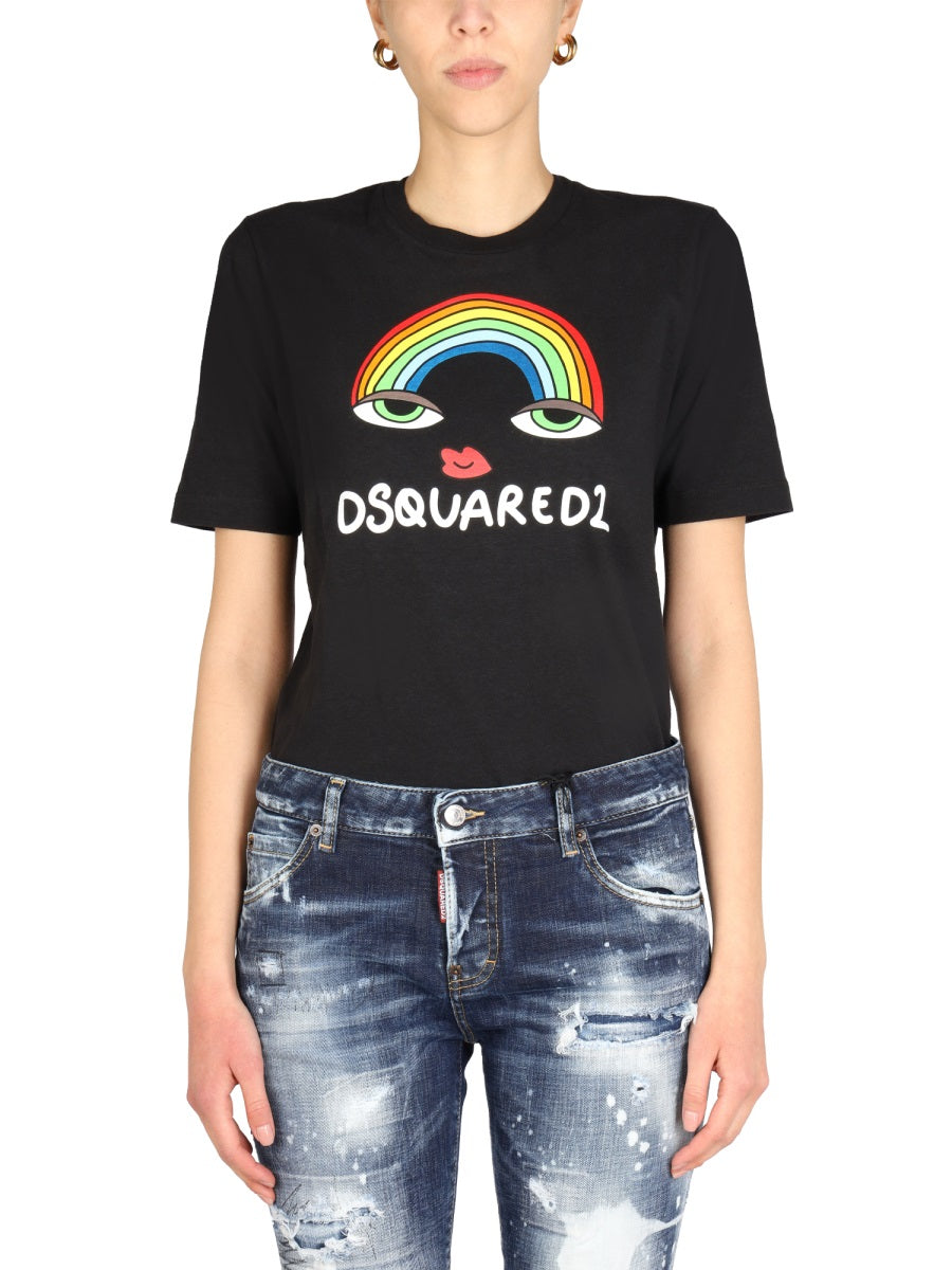DSQUARED Rainbow Renny Roll-Neck T-Shirt