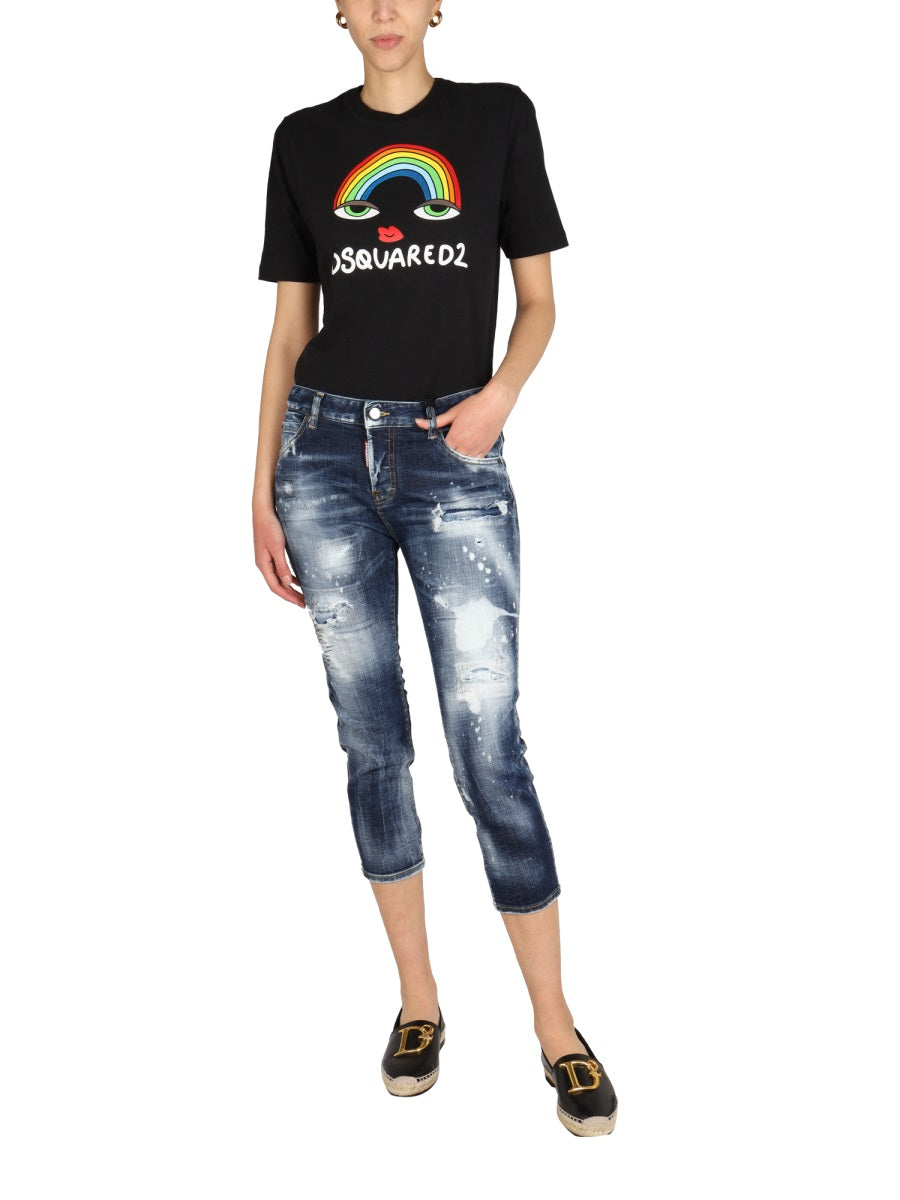DSQUARED Rainbow Renny Roll-Neck T-Shirt