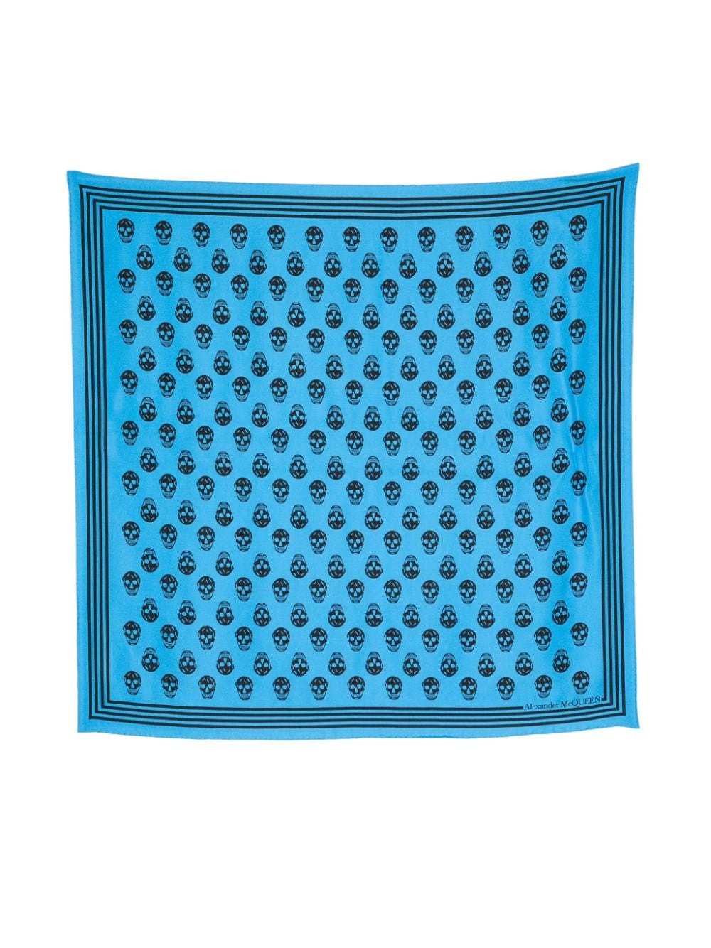 ALEXANDER MCQUEEN Skull Print Silk Scarf with Stripe Detailing