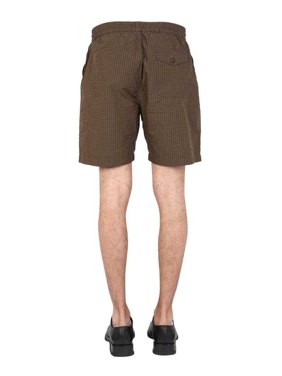 UNIVERSAL WORKS Men's Mini Check Pattern Bermuda Shorts