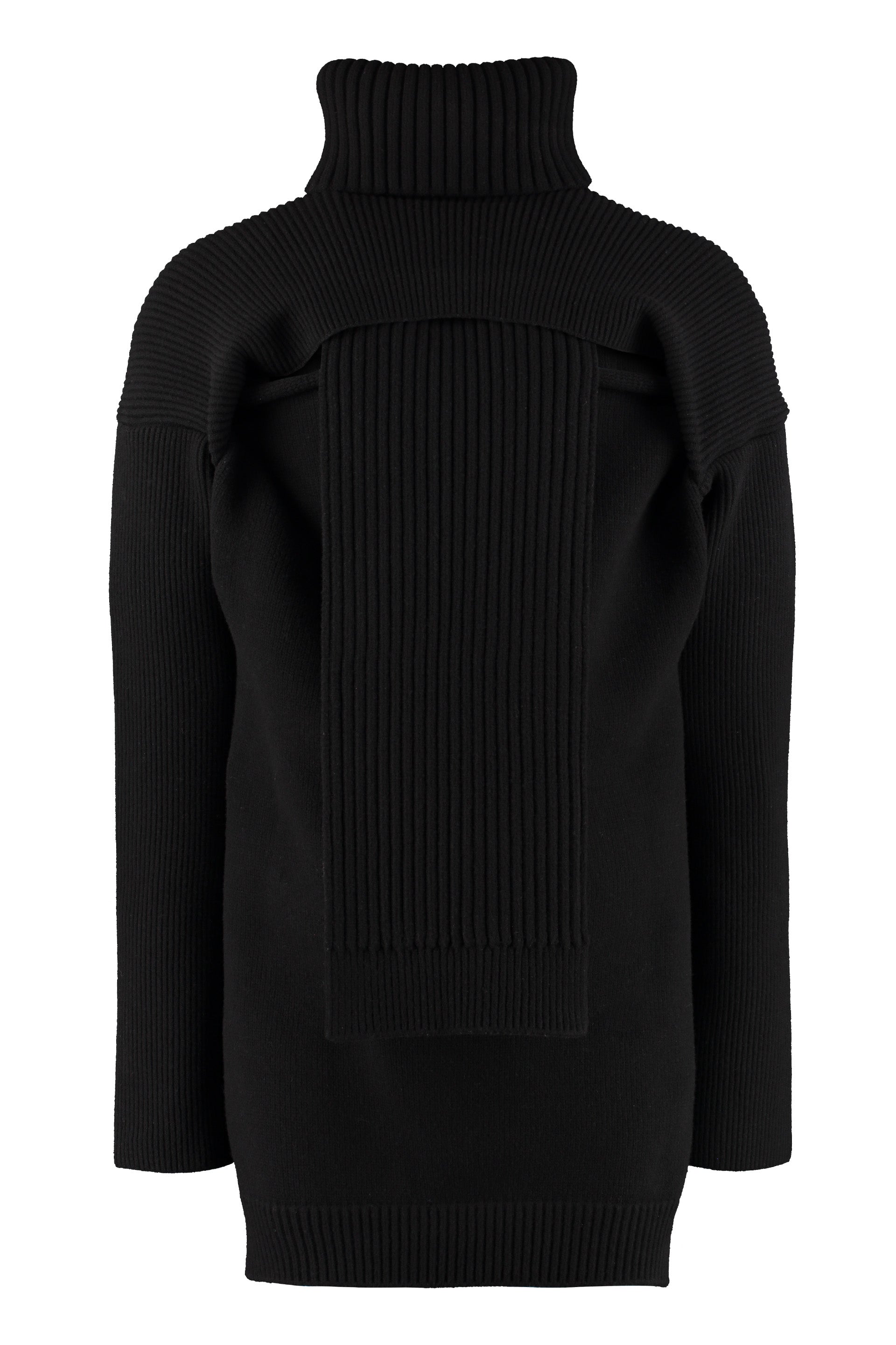 BOTTEGA VENETA Wool Blend Sweater with Detachable Collar and Asymmetric Hem
