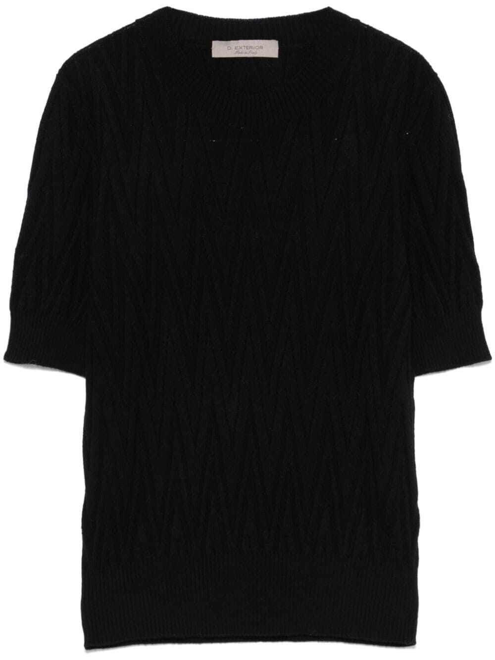 D.EXTERIOR Merino Wool Short Sleeves Round Neck Top