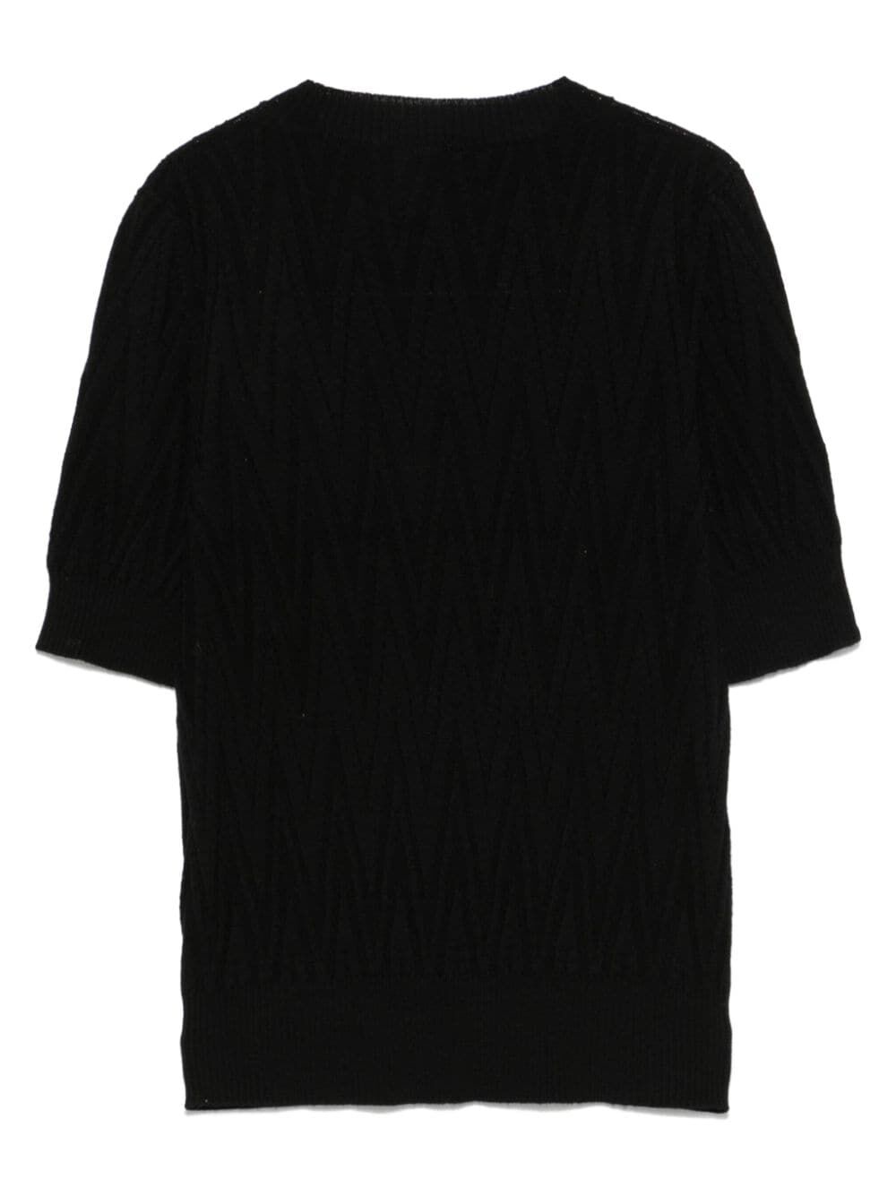 D.EXTERIOR Merino Wool Short Sleeves Round Neck Top