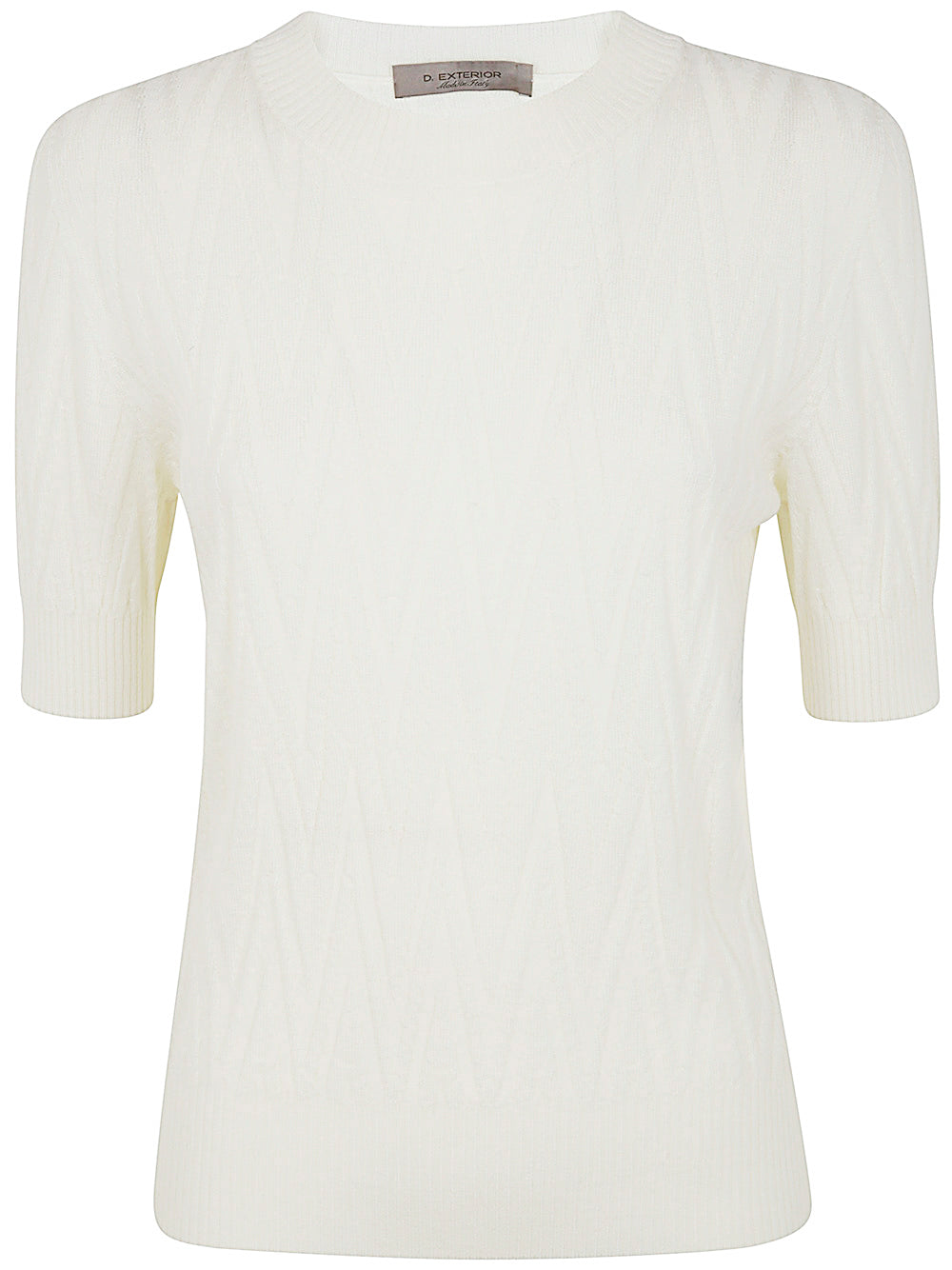D.EXTERIOR Merino Wool Short Sleeves Round Neck Top