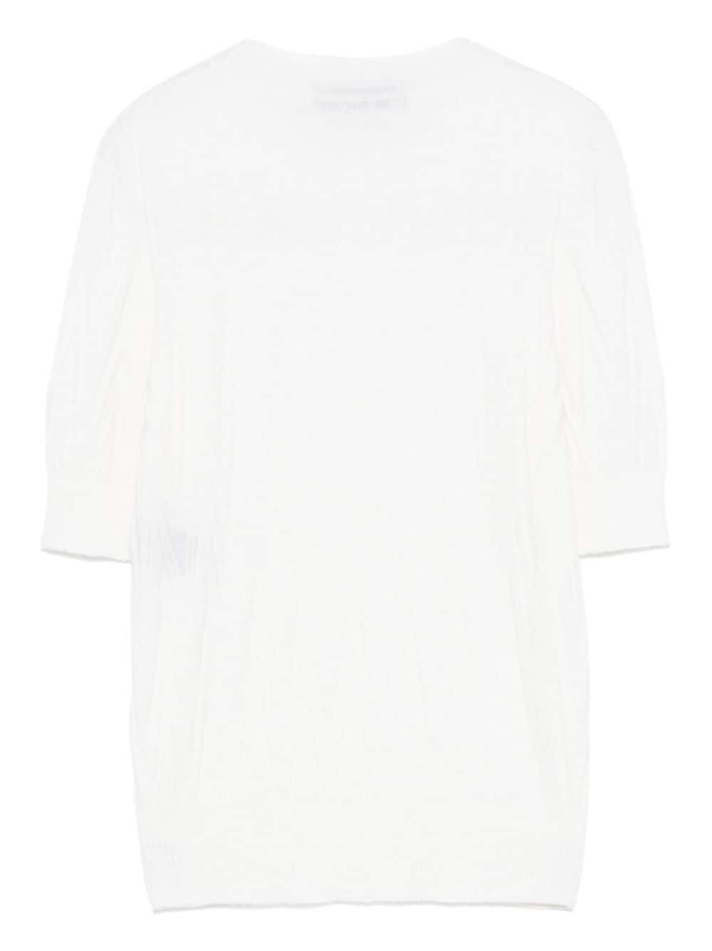 D.EXTERIOR Merino Wool Short Sleeves Round Neck Top