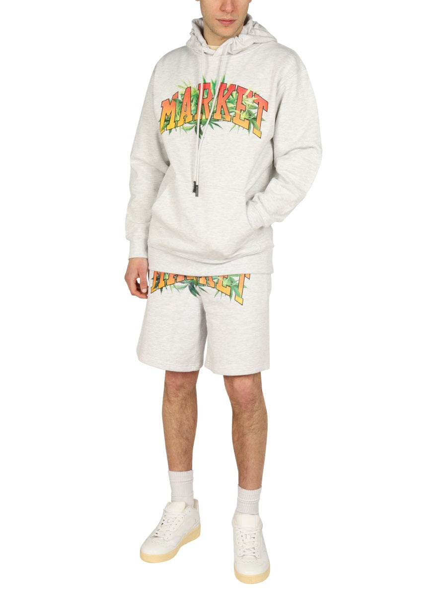MARKET Unisex Logo Print Sweatshirt with Drawstring Hood