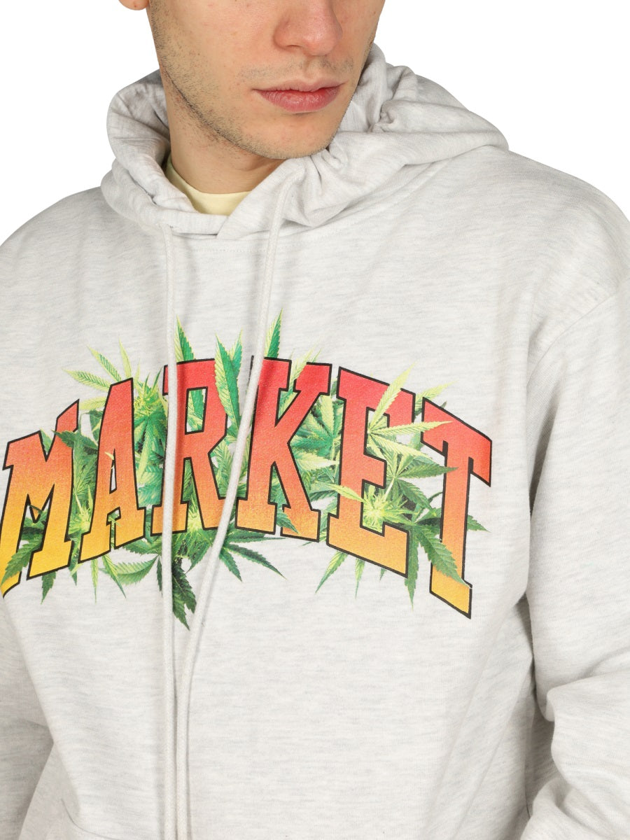 MARKET Unisex Logo Print Sweatshirt with Drawstring Hood