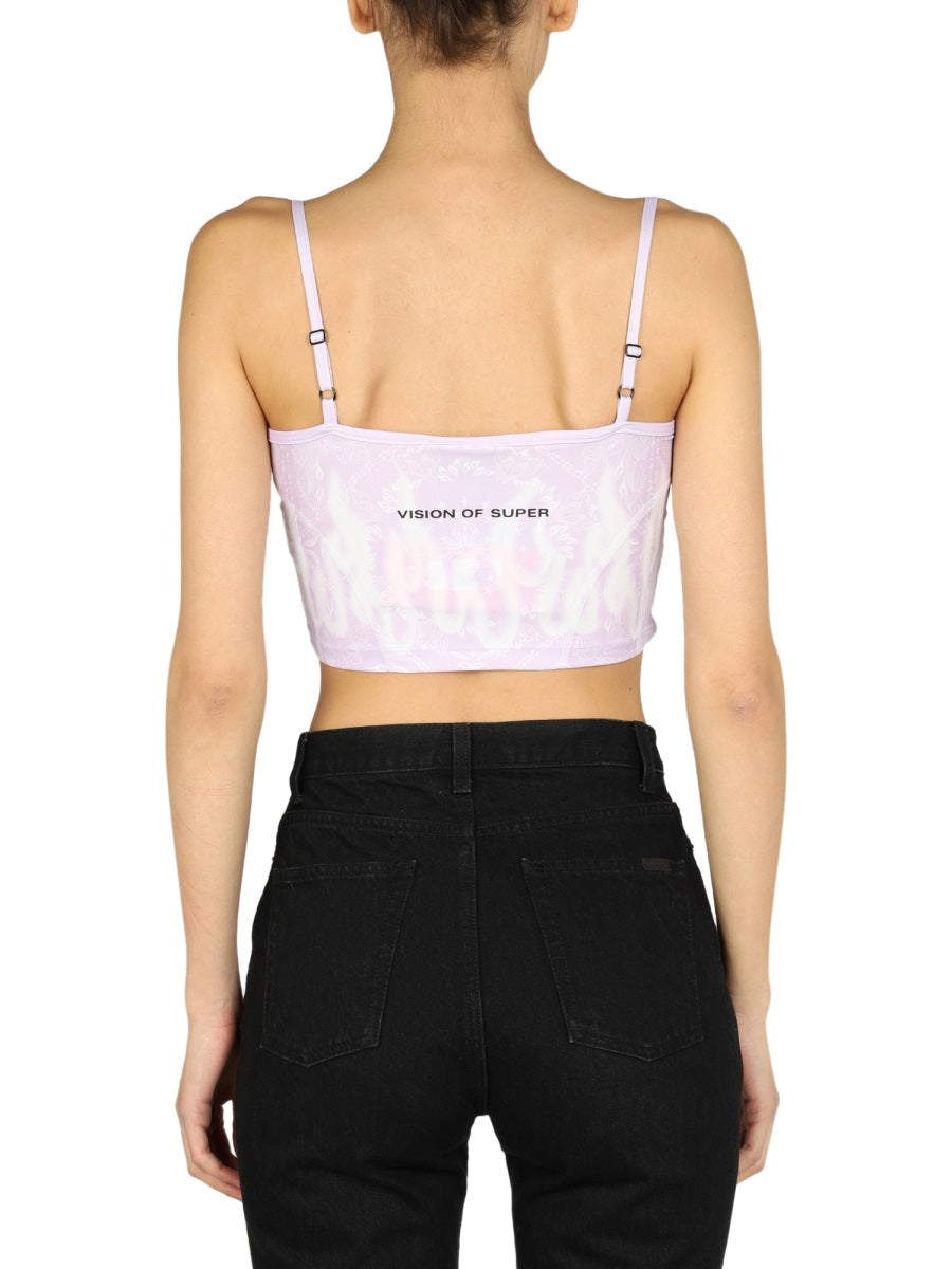 VISION OF SUPER Mini Crop Top with Adjustable Straps