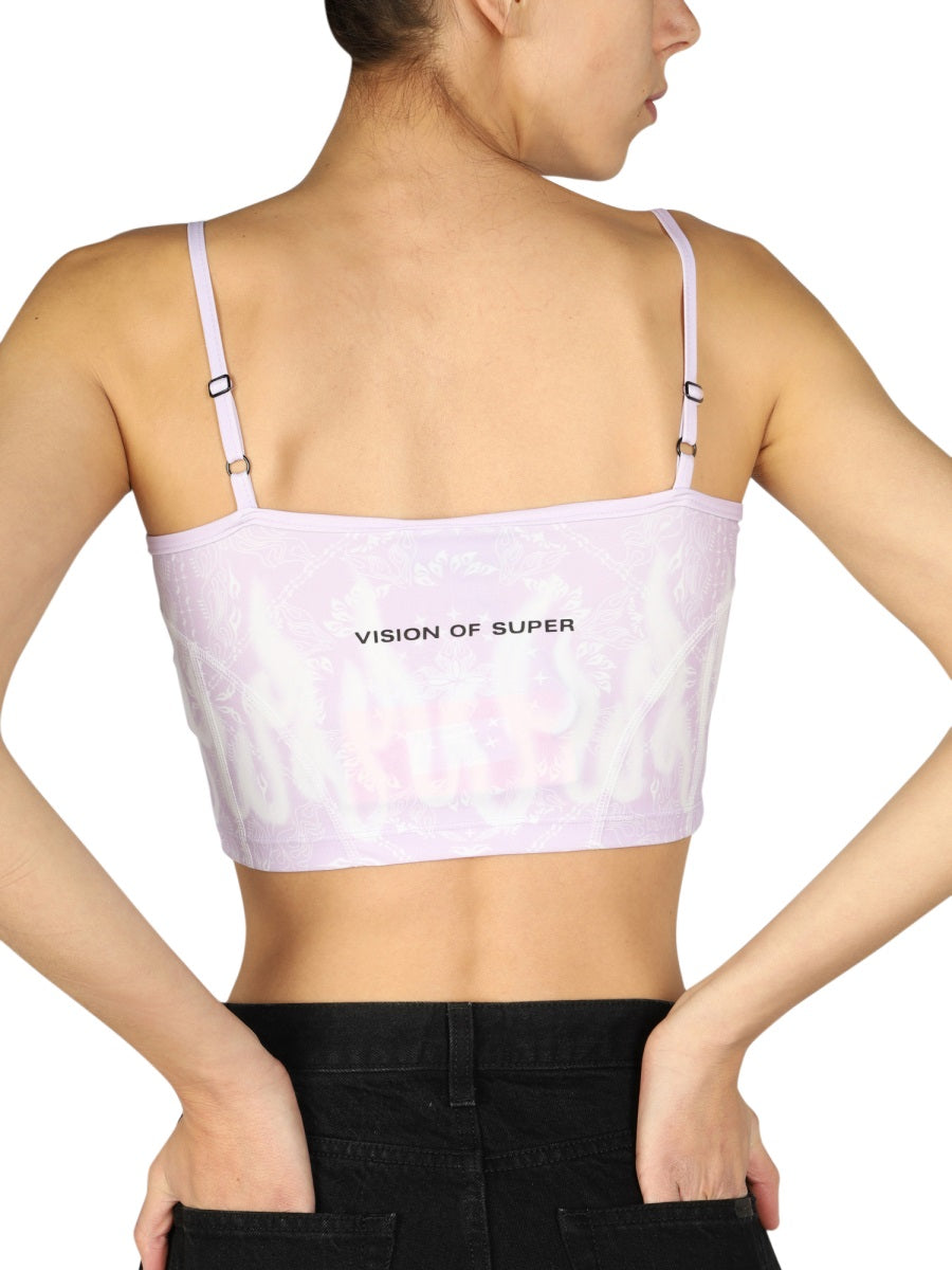 VISION OF SUPER Mini Crop Top with Adjustable Straps
