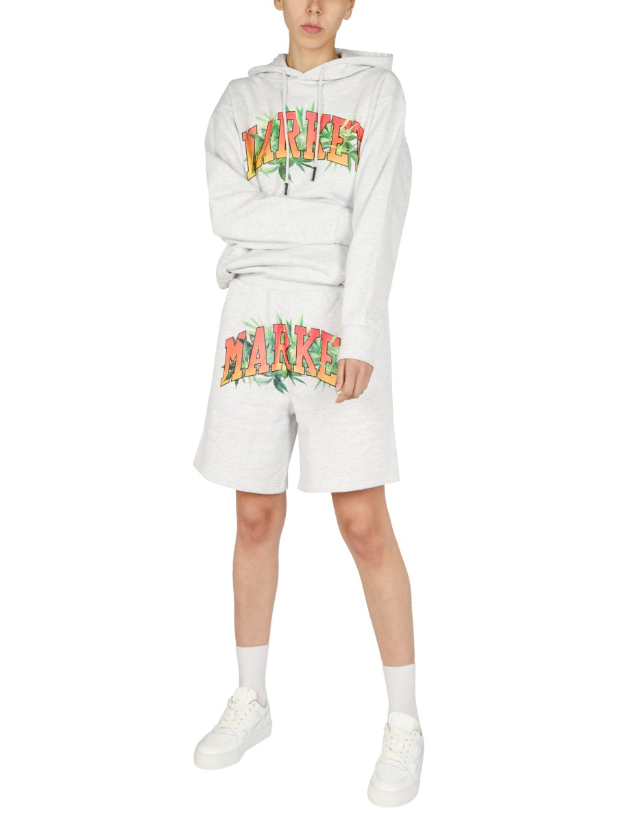 MARKET Unisex Logo Print Sweatshirt with Drawstring Hood