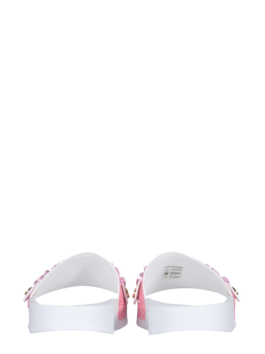 MOSCHINO Lettering Logo Slide Sandals with 2.5 cm Rubber Sole