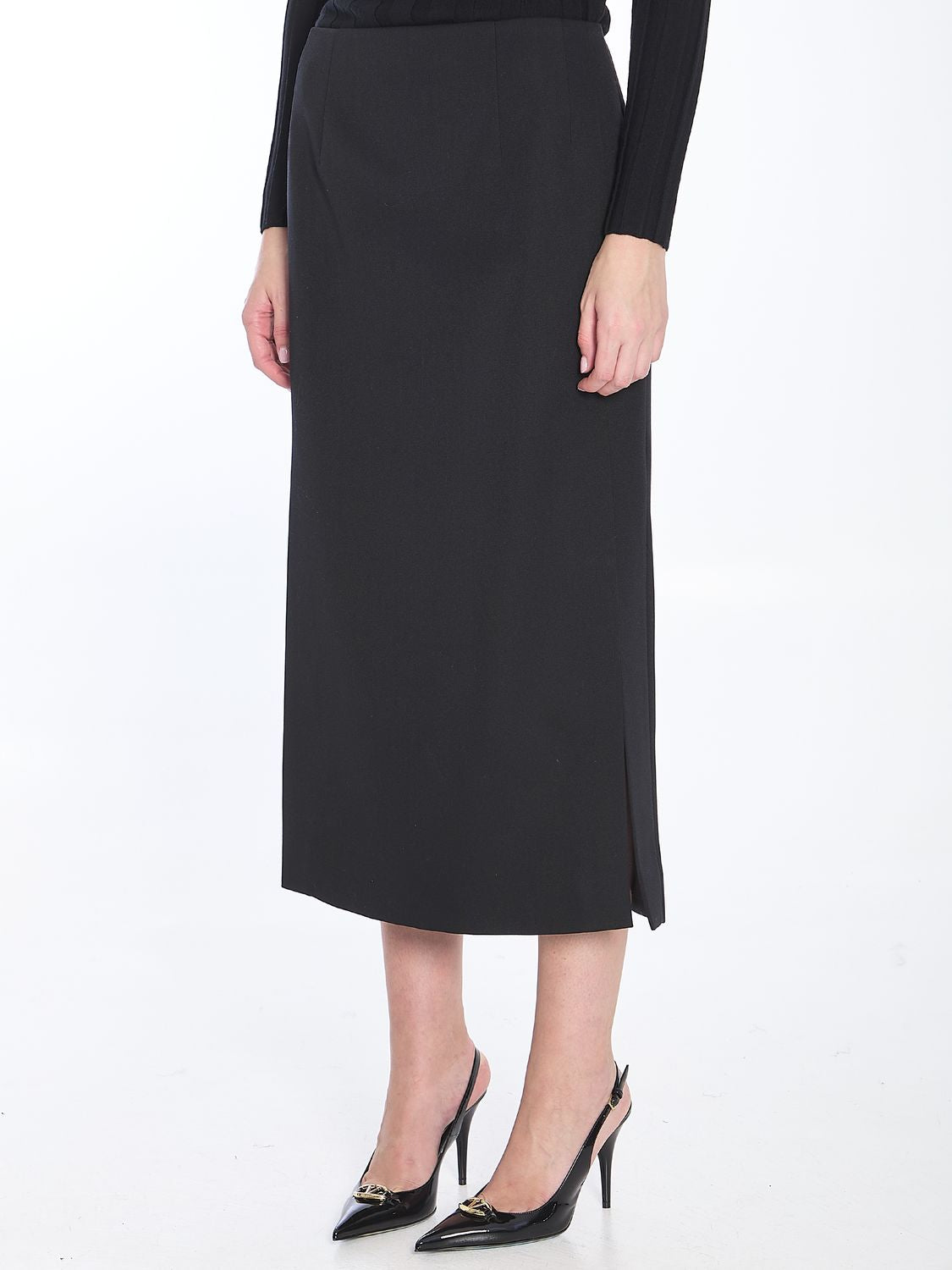 VALENTINO GARAVANI Wool Skirt - Solid Grisaille Design