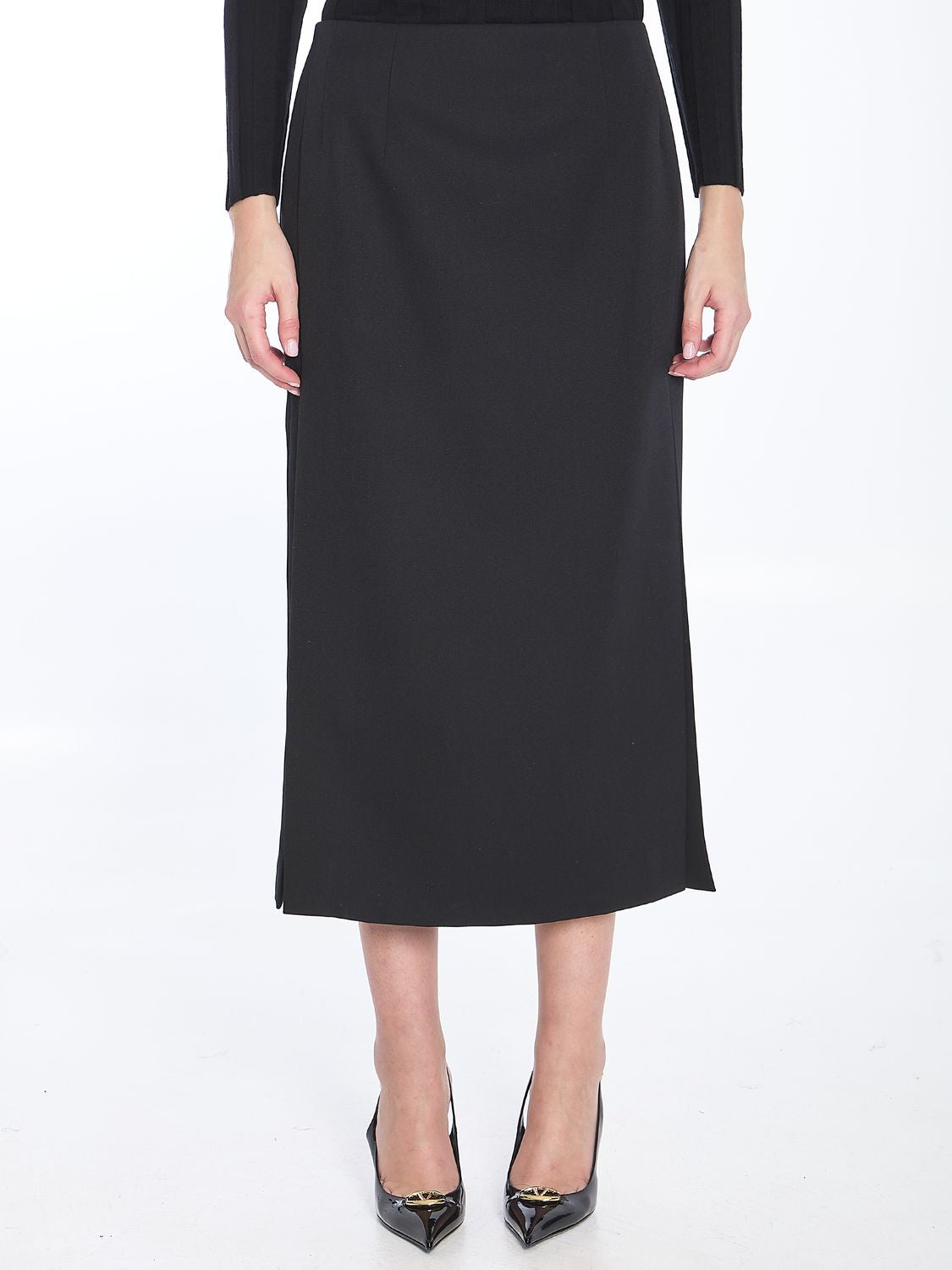 VALENTINO GARAVANI Wool Skirt - Solid Grisaille Design