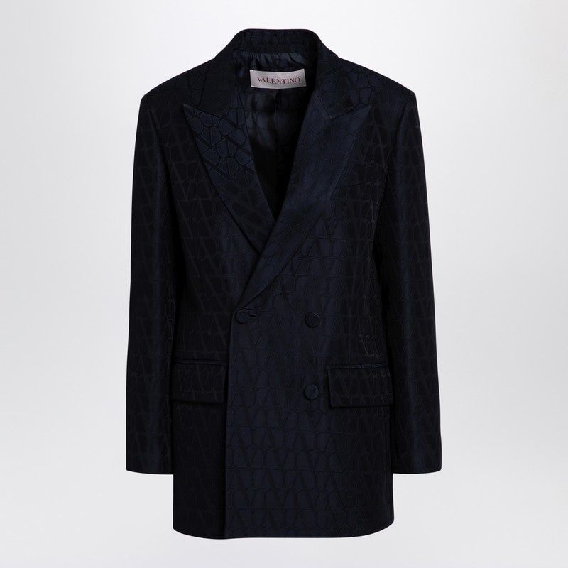 VALENTINO Double-Breasted Wool-Silk Blend Jacket