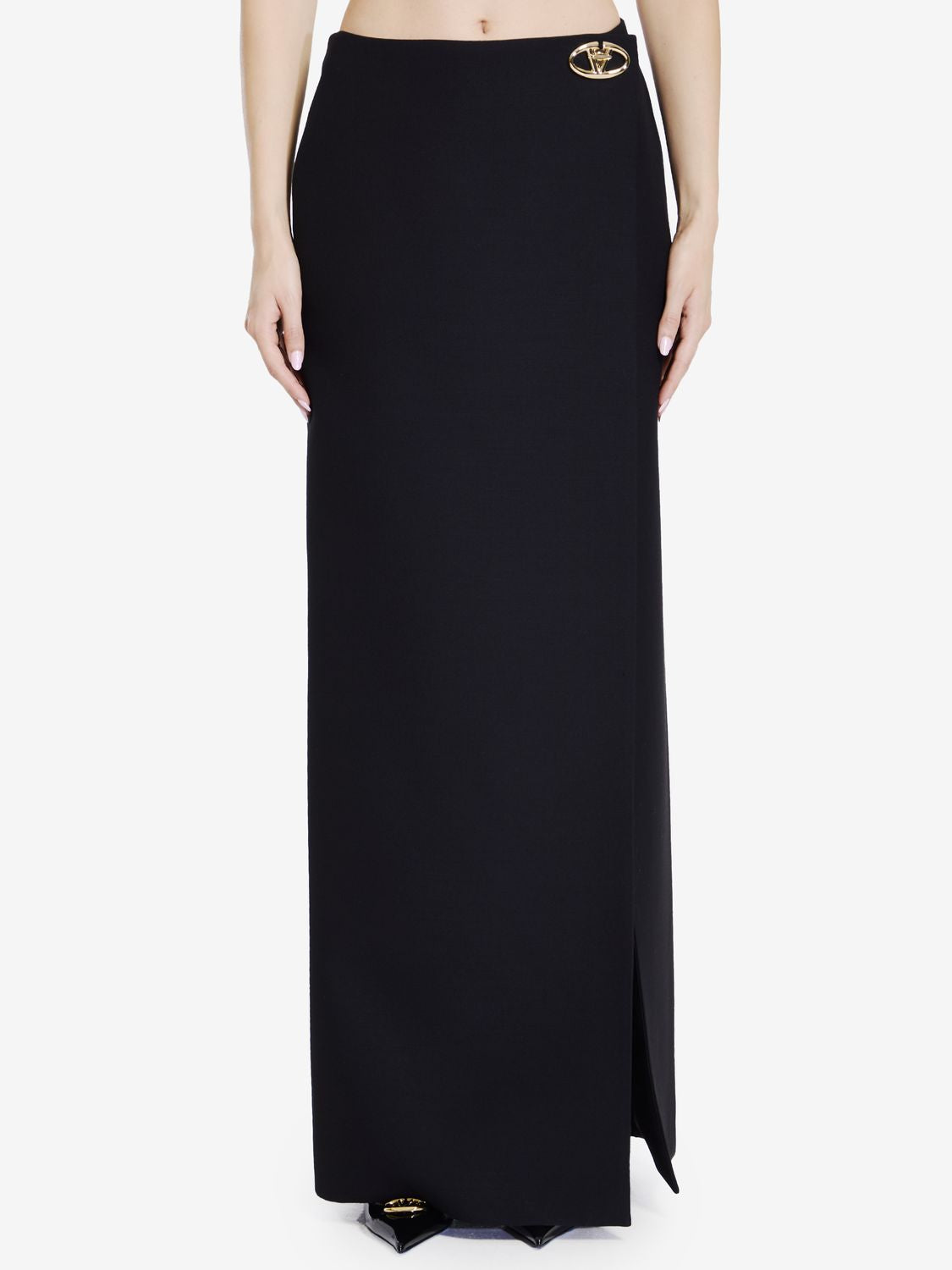 VALENTINO GARAVANI Women’s Long Crepe Couture Skirt with Turn-Lock Detail