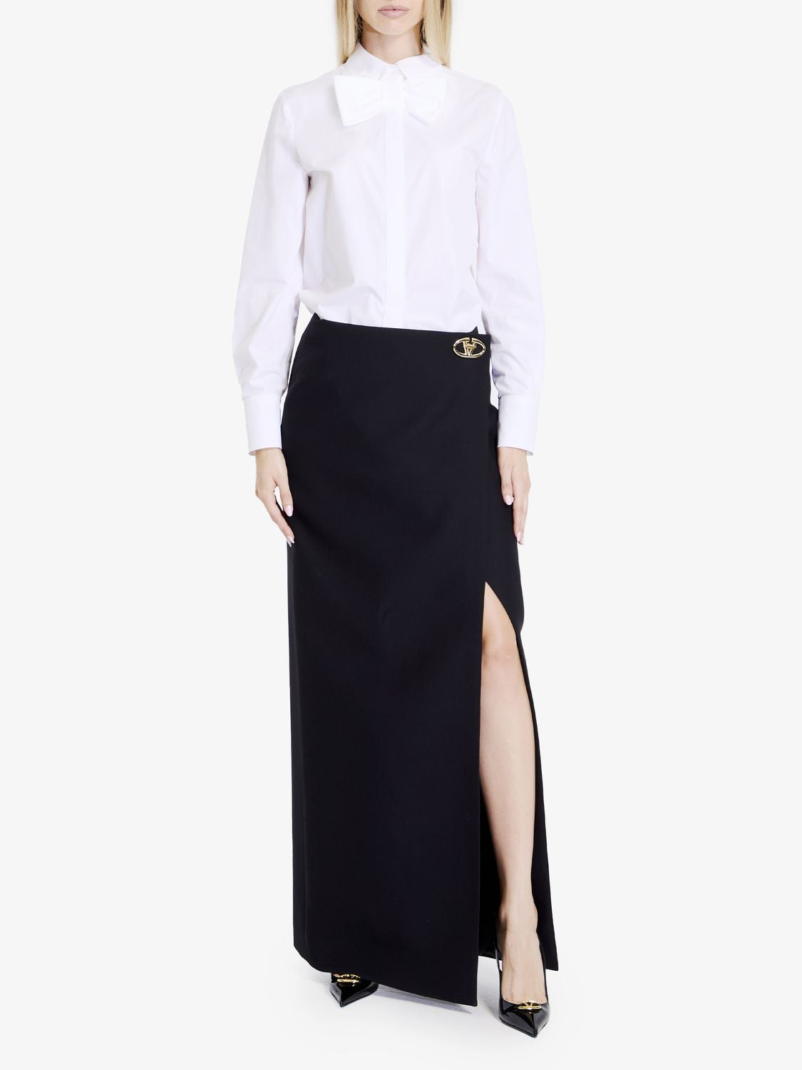 VALENTINO GARAVANI Women’s Long Crepe Couture Skirt with Turn-Lock Detail