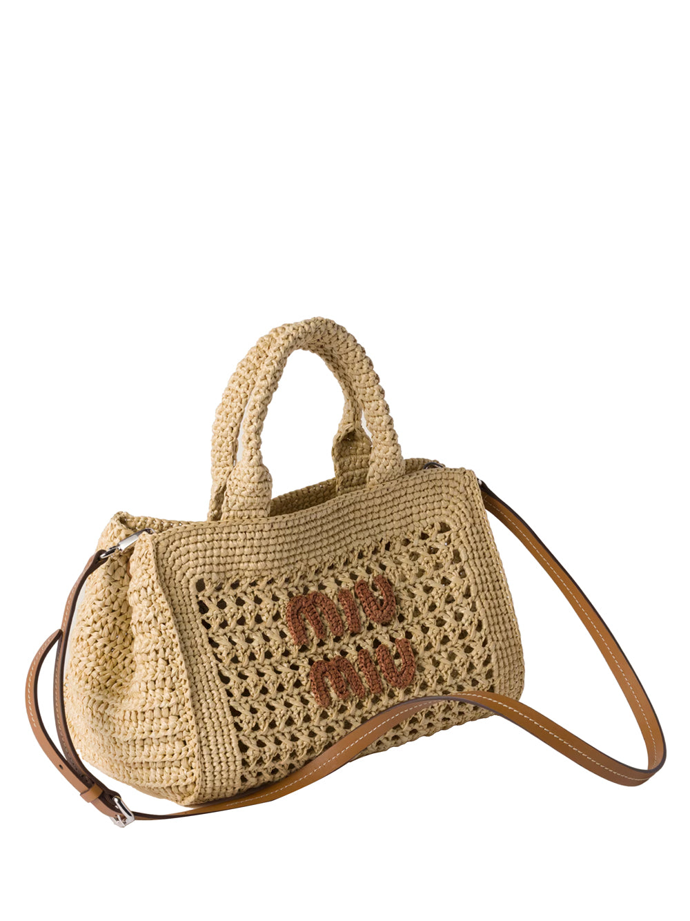MIU MIU Raffia Effect Yarn Mini Handbag 28 x 20 x 15 cm