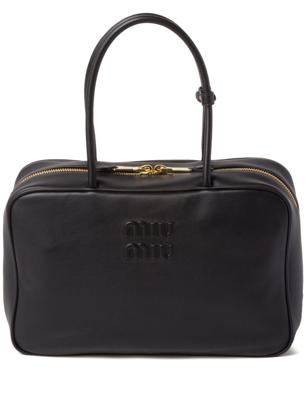 MIU MIU Mini Embossed Logo Handbag with Zip Closure