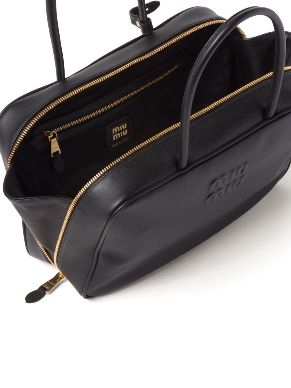 MIU MIU Mini Embossed Logo Handbag with Zip Closure