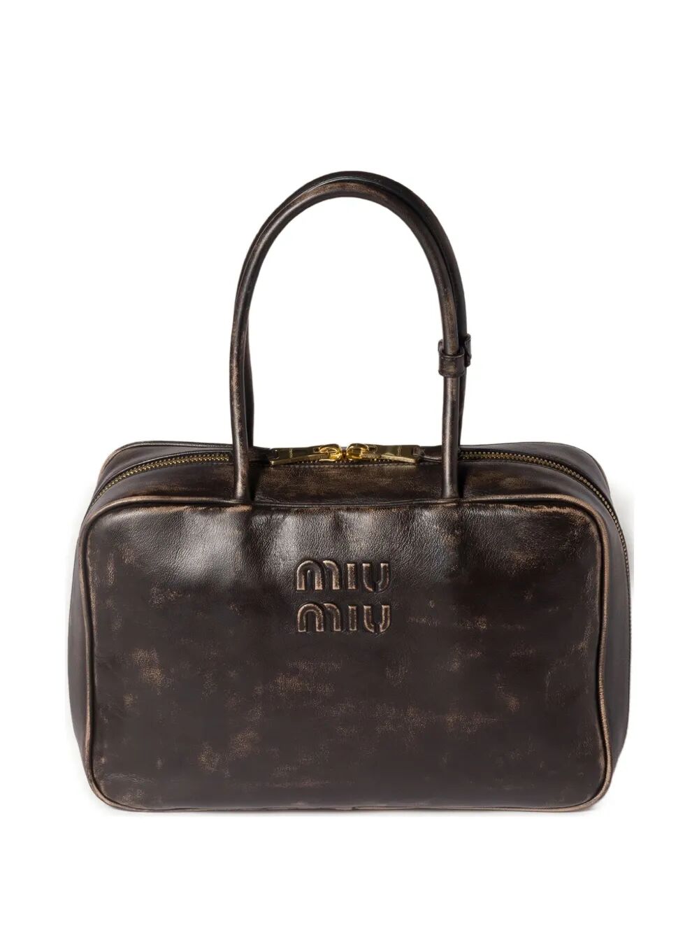 MIU MIU Vintage-Effect Nappa Leather Handbag - 34x23x10 cm