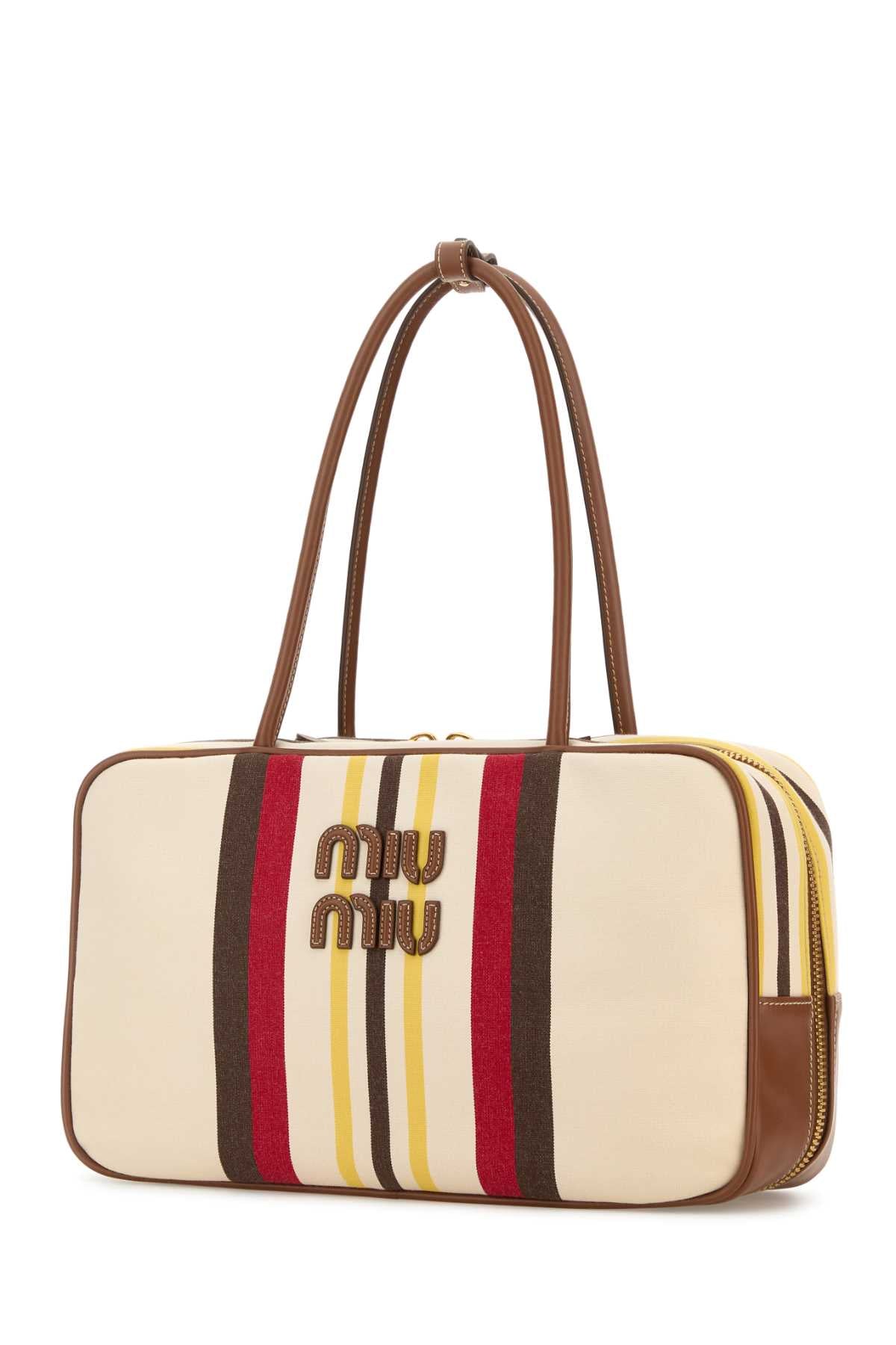 MIU MIU Embroidered Canvas Shoulder Handbag