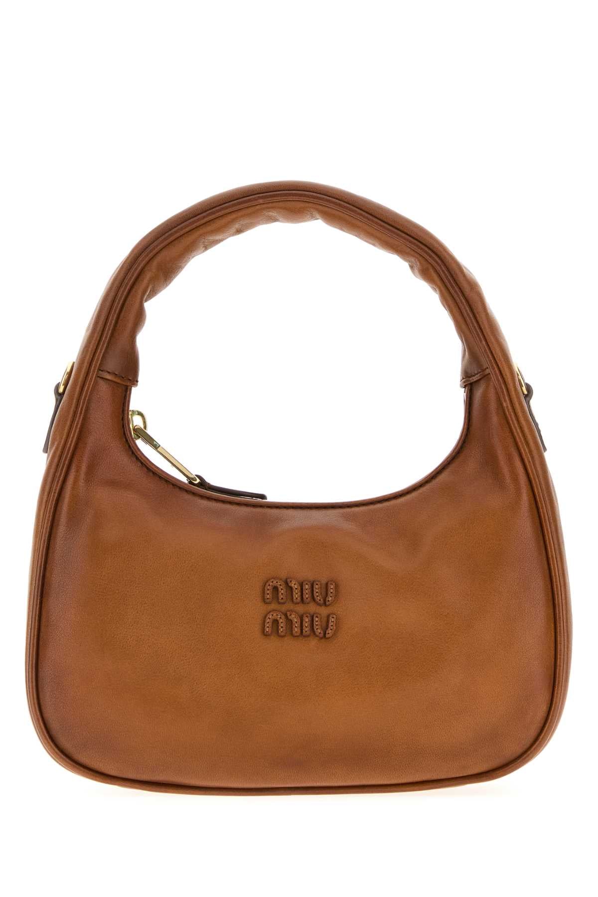 MIU MIU Leather Handbag with Top Shoulder Strap and Zipped Fastening