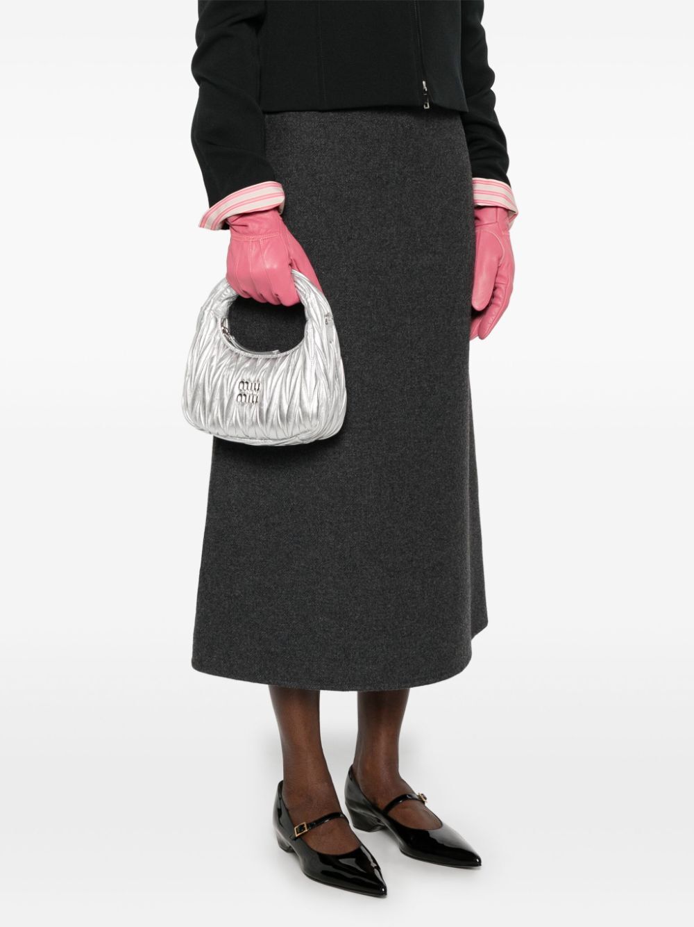 MIU MIU Mini Matelassé Nappa Leather Small Hobo Handbag