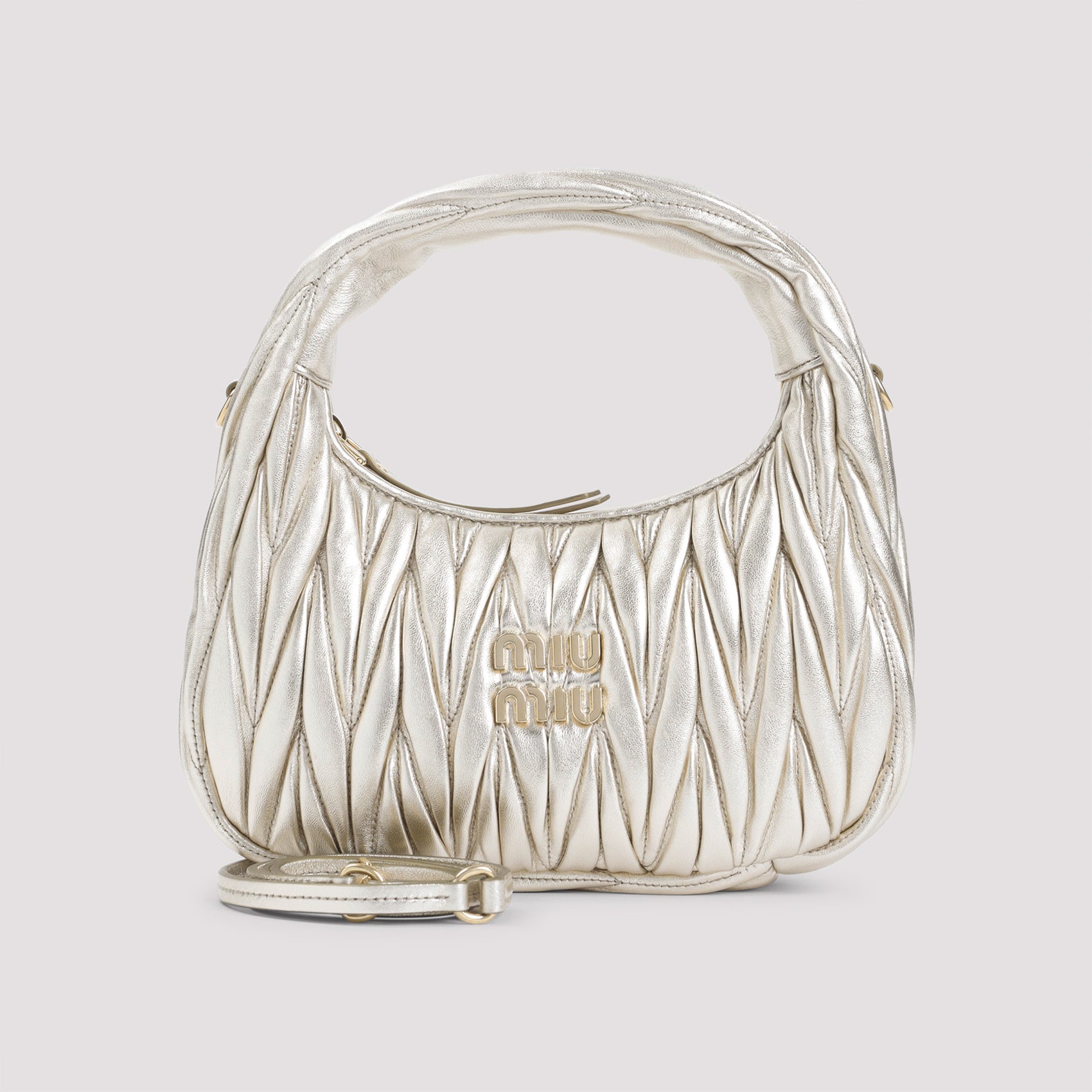 MIU MIU Mini Metallic Matelassé Hobo Handbag (24cm x 13cm x 7cm)