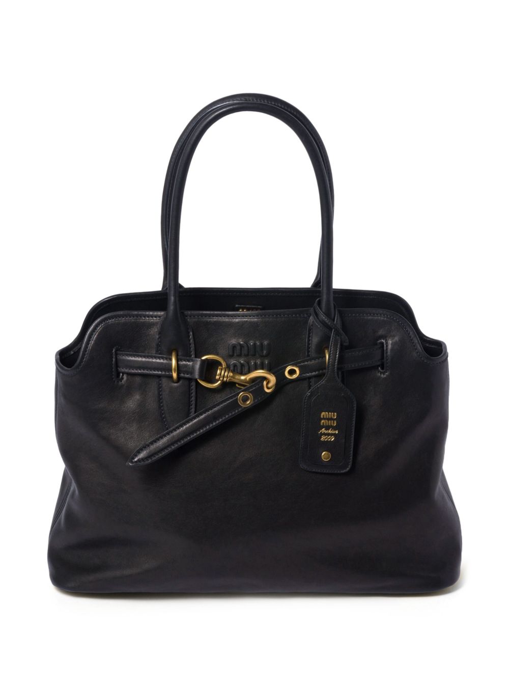 MIU MIU Shopping Aviator Tote with Gold Accents