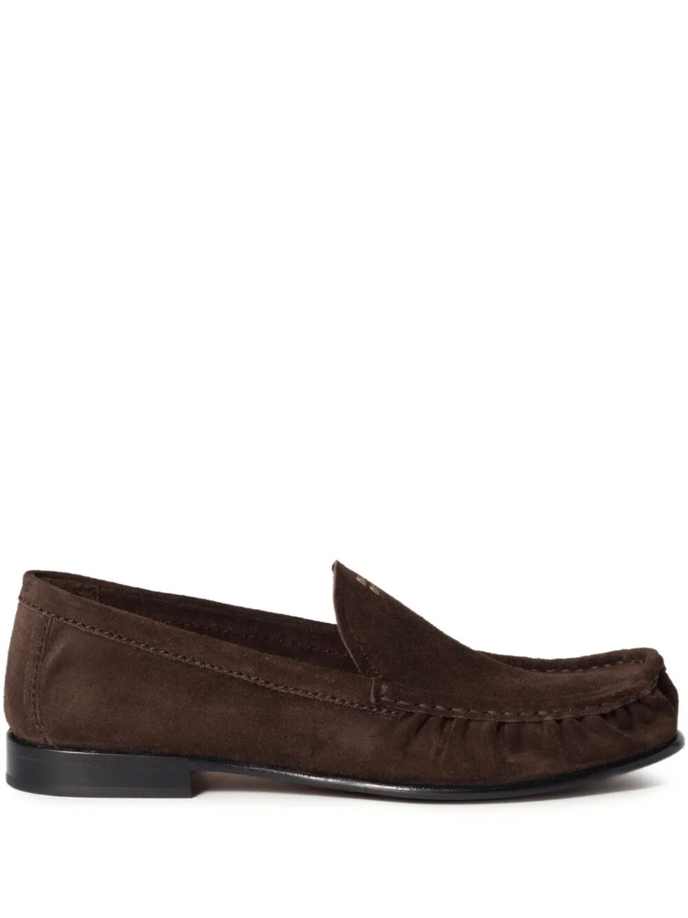 MIU MIU Suede Gathered Loafers with 1.5 cm Heel